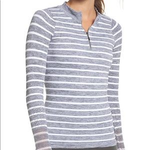 Free people movement striped slay quarter zip top